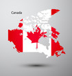 Canada flag on map