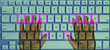 Hands typing on concept touch keyboard
