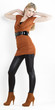 Photo: standing woman wearing fashionable brown shoes standing woman wearing fashionable brown shoes