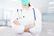 Portrait Of a Young Woman Doctor At The Hospital.