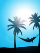 Summer sunbather silhouette