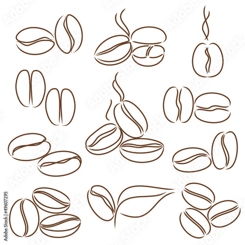 Vector: cofee beans lines as coffee symbols cofee beans lines as coffee symbols