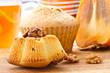 muffins with slices of persimmon