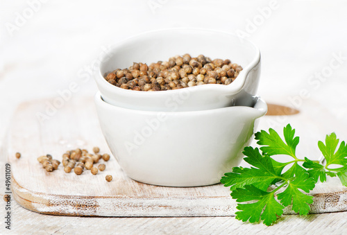 Photo: coriander seeds and leaves coriander seeds and leaves