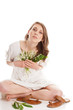 Woman with lilies of the valley