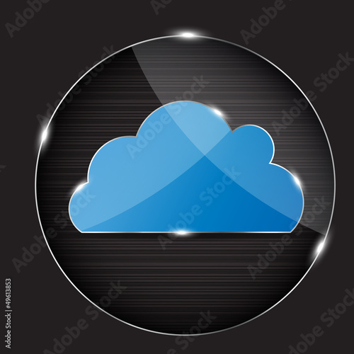 Vector: Vector glass button with cloud icon Vector glass button with cloud icon