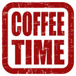 Grunge Stempel rot quad COFFEE TIME