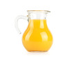 Orange juice in pitcher. Isolated on white background