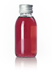 Full and closed bottle with red liquid