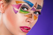 Photo: portrait of beautiful girl with triangles on the face portrait of beautiful girl with triangles on the face