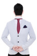 man from behind on white background
