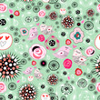 Flower Texture With Birds In L... Flower Texture With Birds In L...