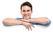 Man leaning on whiteboard