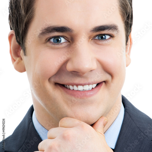 Photo: Thinking businessman, on white Thinking businessman, on white
