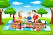 Happy family having a picnic