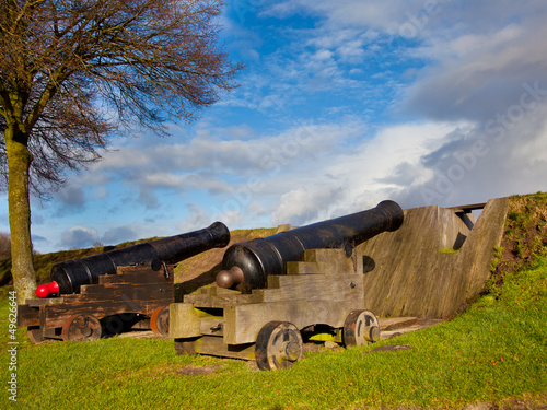Photo: Two Antique Cannons in a Fortified Town Two Antique Cannons in a Fortified Town