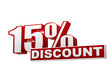 15 percentages discount red white banner - letters and block