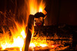 Fireplace flames in winter