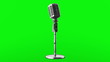 vintage microphone loop rotate on green chromakey background