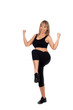 Woman in sportswear exercising