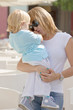 Mom and her cute little blond son