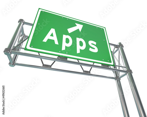 Illustration: Apps Word on Freeway Sign - Application Store Apps Word on Freeway Sign - Application Store
