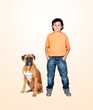 Adorable boy and his dog
