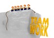 Teamwork at the construction site 3d illustration