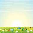 Vector: Easter Background. Eggs in Green Grass. Vector Easter Background. Eggs in Green Grass. Vector