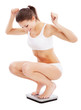 Beautiful slim woman on white background