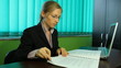 Business woman verify deeds