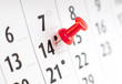 Photo: 14 février punaise sur un calendrier 14 février punaise sur un calendrier