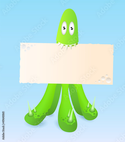 Vector: Monster with banner. EPS8. Monster with banner. EPS8.