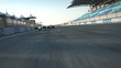 formula one racecars crossing finishing line - rear cam POV