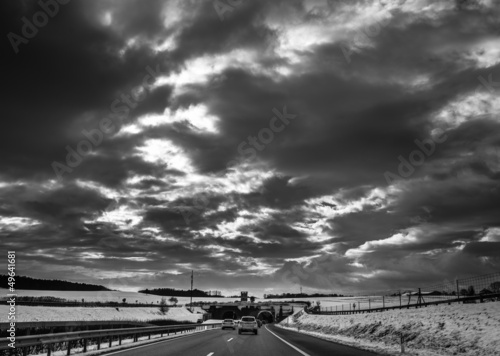 Photo: Storm Clouds Over Highway Storm Clouds Over Highway