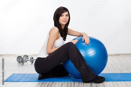 Photo: Woman with fitness ball Woman with fitness ball