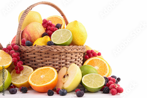 Photo: wicker basket with fruits wicker basket with fruits