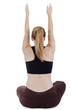 Sitting woman doing stretching