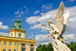 Photo: Wilanow palace and angel's monument in the palace garden, Warsaw Wilanow palace and angel's monument in the palace garden, Warsaw