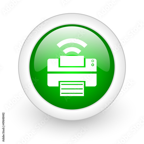 Illustration: print green circle glossy web icon on white background print green circle glossy web icon on white background