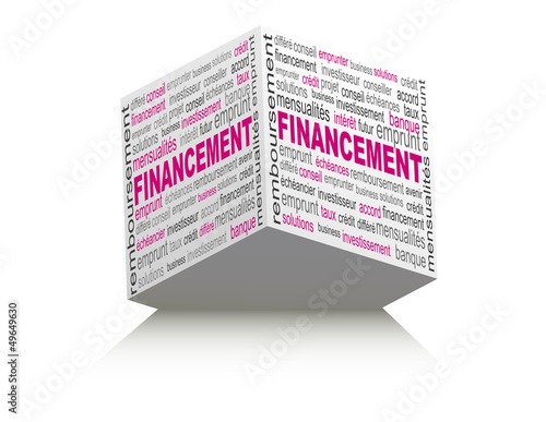 Vector: cube nuages de mots financement cube nuages de mots financement