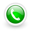 phone green circle glossy web icon on white background