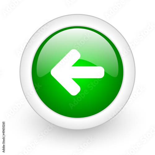 Illustration: arrow left green circle glossy web icon on white background arrow left green circle glossy web icon on white background
