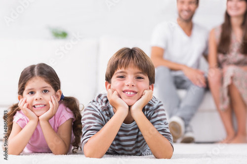 Photo: Smiling brother and sister Smiling brother and sister