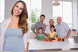 Mother in front of her family