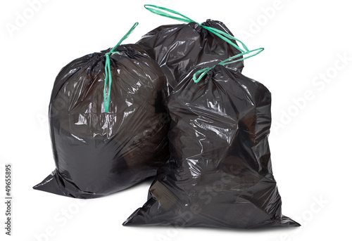 Photo: garbage bags on white garbage bags on white