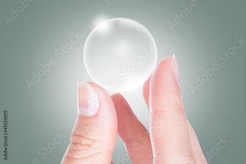 Photo: Woman hands hold empty bubble Woman hands hold empty bubble