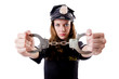 Female police isolated on the white
