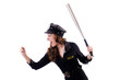 Female police isolated on the white