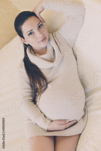 Photo: calm pregnant woman calm pregnant woman